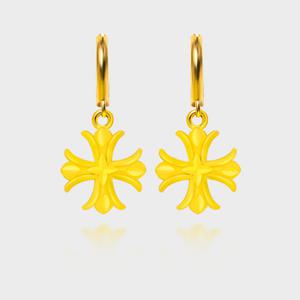 [베티블루] 999 24K 순금 컷팅 웨이브 십자가 여성 11.25g 금 원터치 귀걸이