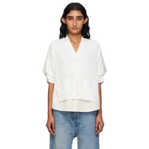 사카이 가디건 오프 화이트 수트 믹스 니트 가디건 252445F095003