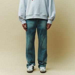 [플랙진]남성 스티즈 M50 핀턱 스트레이트 중청 데님 팬츠 (PJTH5SZM505)