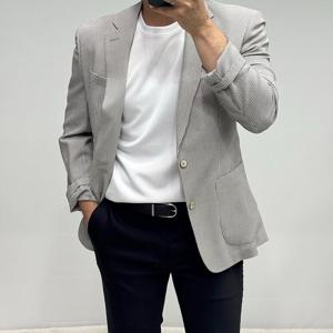 [바쏘옴므]쿨맥스 시어서커 그레이 린넨 스판 자켓 WSZ2JS52