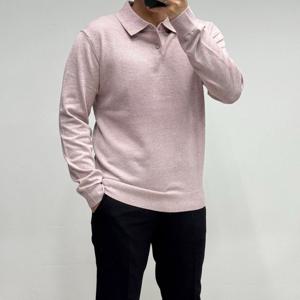 [바쏘옴므]남성 기본핏 핑크 긴팔카라티 WSZ1WT24A PK