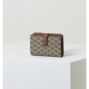 [헤지스ACC][22SS] 브라운 로고패턴 가죽 중지갑 HIWA2E884W2