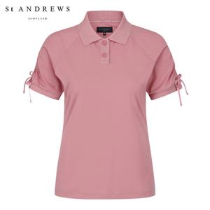 [세인트앤드류스] 여성 셔링 커프스 니트 카라 반팔 티셔츠 821E3TO101_PK