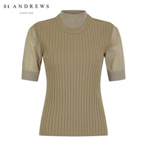 [세인트앤드류스] 여성 골조직 레이어드 반팔 니트 821E3SR102_BG