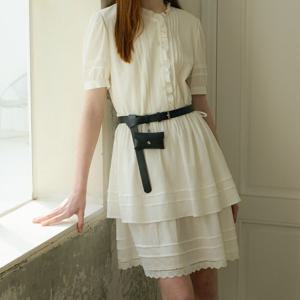 [올리브데올리브]프릴 포인트 볼륨소매 미니 플레어 원피스 OW5MO369