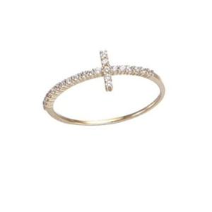[로이드] 슬림 큐빅 십자가 미스링 14K 반지 LRS22002G