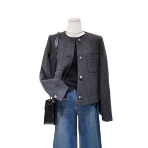 [숲]노카라 크롭 모직자켓 SBAJKM5