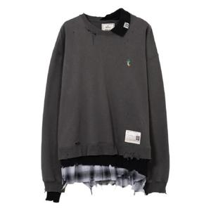 메종미하라야스히로 레이어드 디스트레스드 디테일 스웨트셔츠 A15PO572