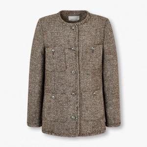 [보브]프린지 트림 헤링본 하프 자켓 7124410504