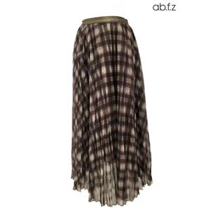 [에이비에프지]밴딩 체크 패턴 롱 주름 스커트 APZ4HS35J