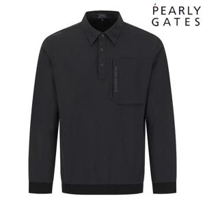 파리게이츠 (511E3TO202) 남성 우븐 믹스 하프 버튼 카라 티셔츠