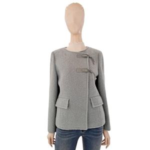 [숲]비죠 가죽장식 부클 라운드넥 자켓 SBAJKM1