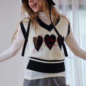 [에고이스트][BLUE LABEL] 울혼방 하트 아가일 배색 니트 베스트 ER4OKV01