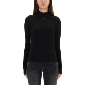 디젤 T 목키 Ls 마이크로디브 모크넥 립드 티셔츠 A10399 0BLAN