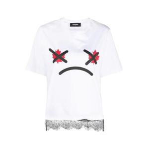 26 SS 디스퀘어드2 그래픽 프린트 레이스 트리밍 티셔츠  S75GD0363S23009 TP433110070