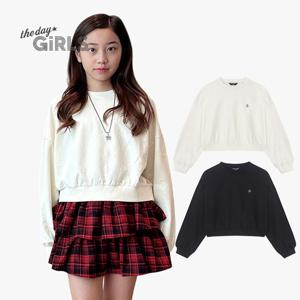 [더데이걸]심플 금속 장식 크롭 스웻셔츠 TGMA25801 [모다아울렛