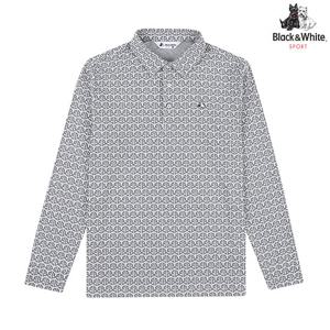 [블랙앤화이트] 남성 자카드 긴팔 티셔츠 9385GBJP_GREY