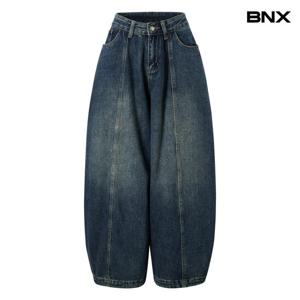 [BNX] 벌룬 핀턱 와이드 기모 데님 팬츠 (BX4PT008L0)