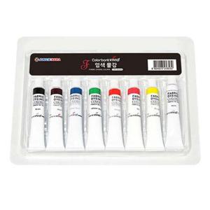 종이나라 비비드 염색물감 7.5ml 8색 염색물감 패브릭물감 패브릭페인트 물감 붓