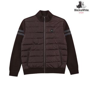 [블랙앤화이트]남성 구스다운 우븐 퀼팅 니트 가디건 2815GBKW_BROWN
