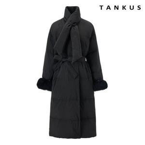 [탱커스] 타이 머플러 끈 소매 퍼 롱 패딩 점퍼 (TX4JP024L0)