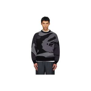 BAPE 티셔츠 블랙   그레이 메가 ABC 카모 니트 크루넥 스웨터 252546M201000