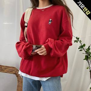 [한정수량] [올리비에스클로젯] 테디베어 기모 맨투맨 티셔츠_O2412TS272D