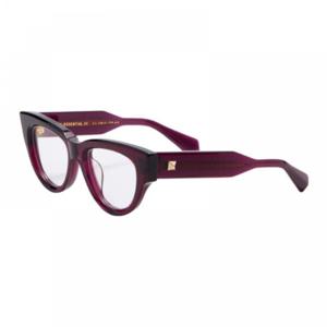 발렌티노 안경 스퀘어 풀 림, 크리스탈 버건디 프레임 앤 클리어 데모 렌즈 Vlx-125B 레드