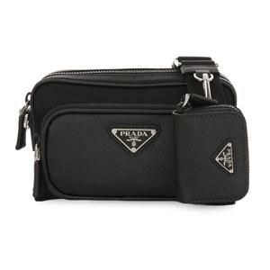 2VH172 2DMH F0002 프라다 리나일론 사피아노 가죽 블랙 크로스백