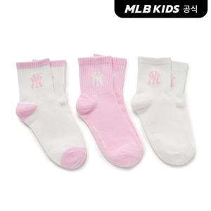[MLB키즈 공식]26N 베이직 단목 양말 3번들 NY (Pink) 7ASOB106N-50PKS