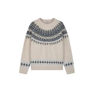 [프로젝트엠]여성 노르딕 패턴 라운드넥 긴팔 스웨터 EPF4ER2800