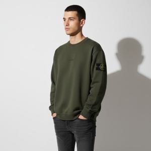 STONE ISLAND 65477 BRUSHED COTTON FLEECE CREWNECK SWEATSHIRT_OVERSIZED FIT (791565477 V0058) (브러쉬드 코튼 플리스 크루넥 맨투맨_오버사이즈핏)