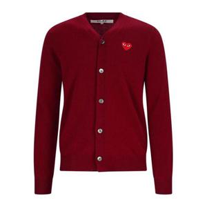꼼데가르송 PLAY 플레이 V넥 하트 와펜 가디건 AXN0080514 Red