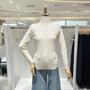 [밸리걸] 패턴 골지 하이넥 니트 615050