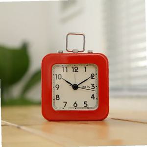스퀘어 알람 탁상시계(레드) 스틸 책상 사무실 자명종