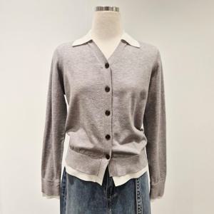 [비지트인뉴욕]니트 카라배색 가디건 VC1GD13
