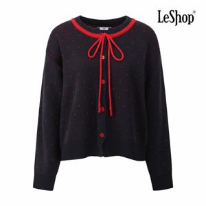 [르샵] 리본넥 도트 패턴 버튼 니트 가디건 (BQ1KC006A)