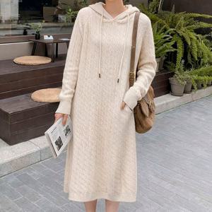 꽈배기 후드 니트 원피스_BJ4OP003