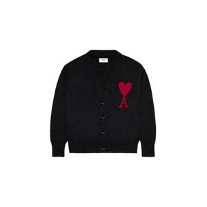 AMI아미 빅 하트 로고 가디건 블랙 BFUKC006-018-009