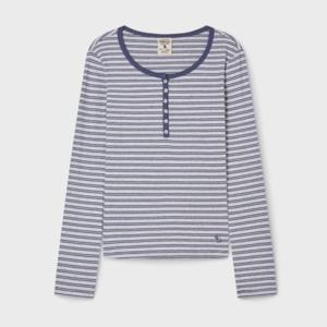 [후아유]여성 Ribbed Henry Neck Long Sleeve T-shirt WHLAG2322F