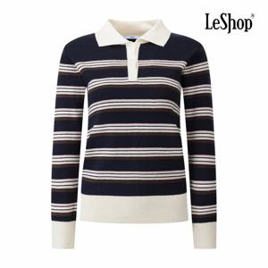 [르샵] 버튼 배색 카라넥 스트라이프 니트 (BQ1KP013A)