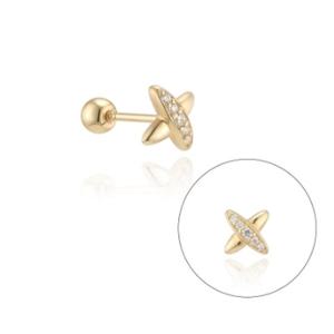 [로이드] 크로스 하프 세팅 14K 피어싱 LPFP2006G