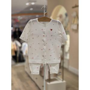 M밍크뮤D 26SS (WH)쁘띠리본뱀부7부내의 실내복 신생아 (3637005408)