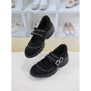 [블리아르]심플 밴딩 스터드 통굽 로퍼 스니커즈 5cm BLMD501125