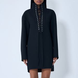 26 SS 케이트 Lee 리 레이스업 프론트 디테일 하이넥 드레스 블랙 55614114 W4114 200