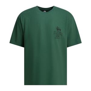 스투시 그린 코튼 로고 크루넥 티셔츠 19051620460PINE GREEN