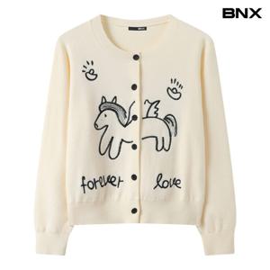 [비엔엑스]드로잉 유니콘 자수 니트 가디건 (BY1CD007L0)