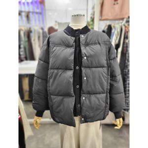 밸리걸 세이브존01 니트 배색 노카라 패딩 점퍼 612410-1