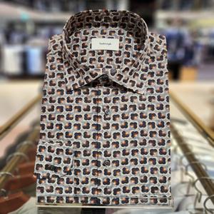 [레노마] 밴브루 수입원단 프린트 세미와이드카라 BNFSG1030GY