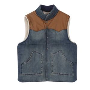 [버커루] 가죽 배색 데님 패딩 베스트(B254DV100P)